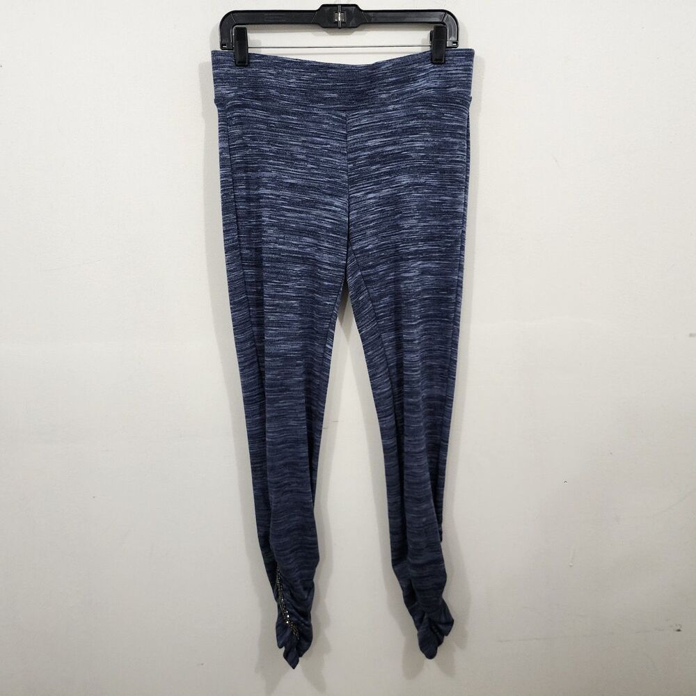 Juicy Couture blue space-dye leggings ruched studded accent hem Stretch Womens M